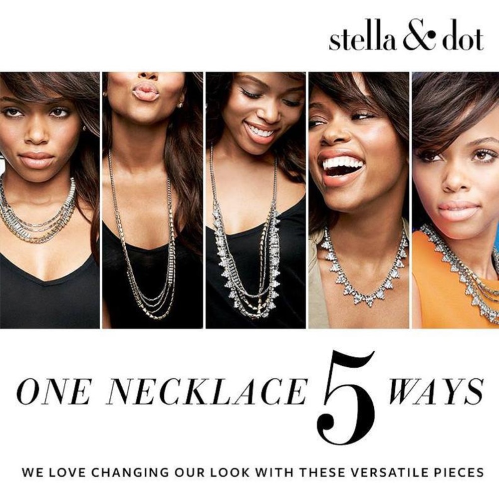 Stella & Dot Layered Chain/Rhinestone Necklace